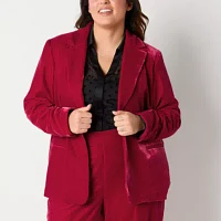 Worthington Plus Womens Velvet Jacket