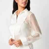 Worthington Womens Long Sleeve Blouse