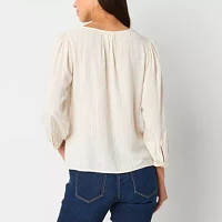 a.n.a Womens Shine V Neck 3/4 Sleeve Blouse