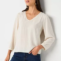 a.n.a Womens Shine V Neck 3/4 Sleeve Blouse