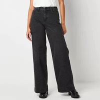 a.n.a Embellished Womens High Rise Wide Leg Jean