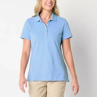 St. John's Bay Womens Short Sleeve Polo Shirt