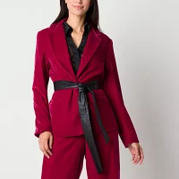 Worthington Womens One Button Velvet Jacket