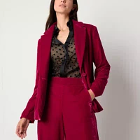 Worthington Womens One Button Velvet Jacket