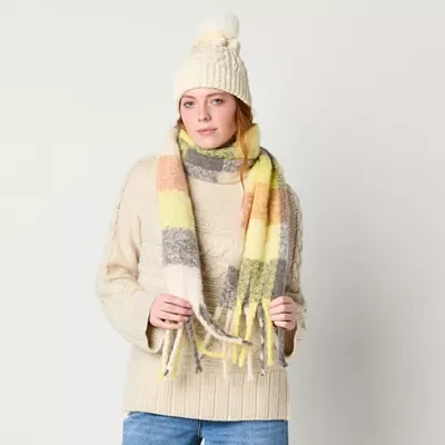 Mixit Chenille Beanie  And Buffalo Scarf Set 2-pc. Cold Weather