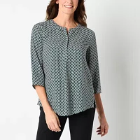 Liz Claiborne Tall Womens Crew Neck 3/4 Sleeve Tunic Top