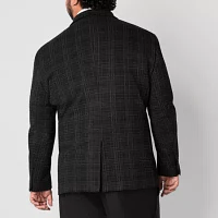 J. Ferrar Mens Big and Tall Plaid Stretch Fabric Classic Fit Sport Coat