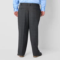 J. Ferrar Ultra Comfort Mens Big & Tall Plaid Flat Front Suit Pants