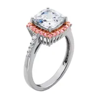 Sparkle Allure Cubic Zirconia Bronze Square Halo Engagement Ring