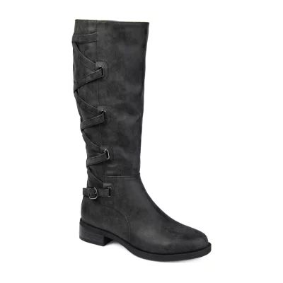 Journee Collection Womens Carly Wide Calf Stacked Heel Riding Boots