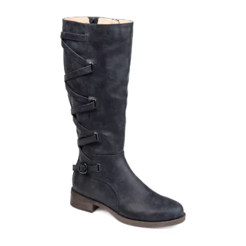 Journee Collection Womens Carly Wide Calf Stacked Heel Riding Boots
