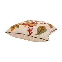 Glitzhome Fall Embroidered Leaves Square Throw Pillow