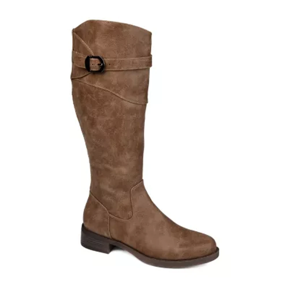 Journee Collection Womens Brooklyn Wide Calf Stacked Heel Riding Boots