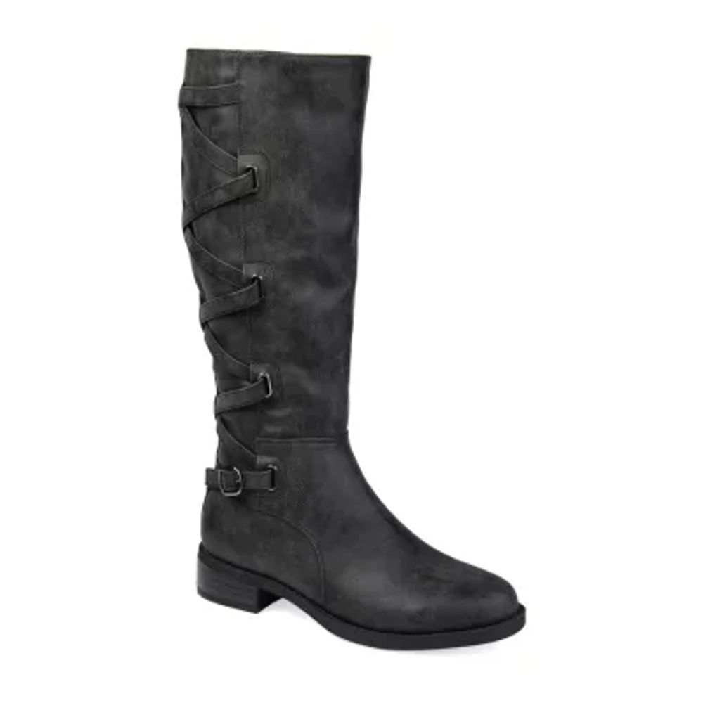 Journee Collection Womens Carly Stacked Heel Riding Boots