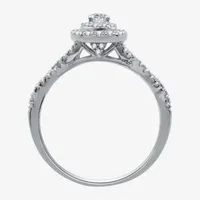 Signature By Modern Bride (H-I / I1) Womens 5/8 CT. T.W. Lab Grown White Diamond 10K Gold Cushion Side Stone Halo Bridal Set