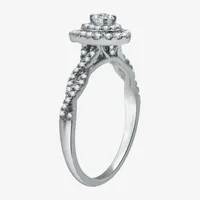 Signature By Modern Bride (H-I / I1) Womens 5/8 CT. T.W. Lab Grown White Diamond 10K Gold Pear Side Stone Halo Bridal Set