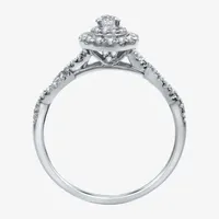 Signature By Modern Bride (H-I / I1) Womens 5/8 CT. T.W. Lab Grown White Diamond 10K Gold Pear Side Stone Halo Bridal Set