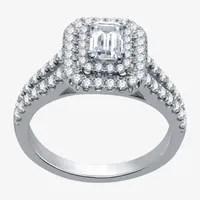 Signature By Modern Bride (H-I / I1) Womens 1 1/4 CT. T.W. Lab Grown White Diamond 10K Gold Side Stone Halo Engagement Ring