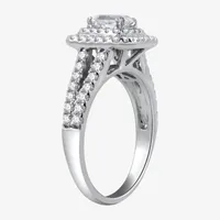 Signature By Modern Bride (H-I / I1) Womens 1 1/4 CT. T.W. Lab Grown White Diamond 10K Gold Side Stone Halo Engagement Ring