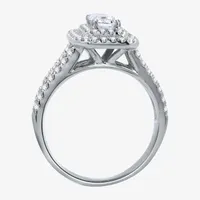 Signature By Modern Bride (H-I / I1) Womens 1 1/4 CT. T.W. Lab Grown White Diamond 10K Gold Side Stone Halo Engagement Ring