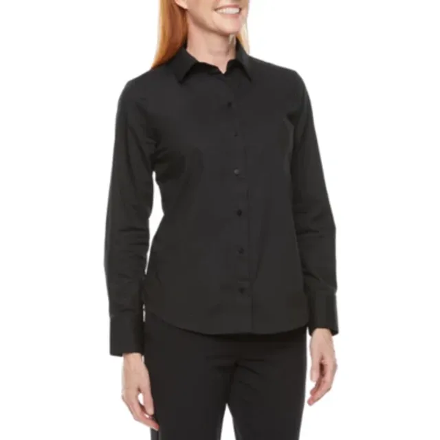 Worthington Tall Womens Long Sleeve Regular Fit Button-Down Shirt