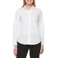 Worthington Womens Long Sleeve Adaptive Regular Fit Easy-on + Easy-off Button-Down Shirt