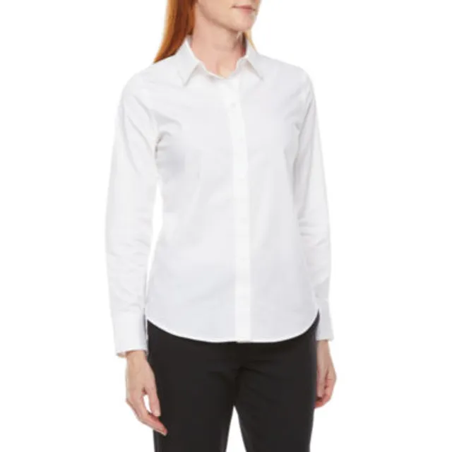 Worthington Tall Womens Long Sleeve Regular Fit Button-Down Shirt