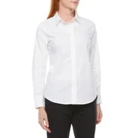 Worthington Womens Long Sleeve Adaptive Regular Fit Easy-on + Easy-off Button-Down Shirt