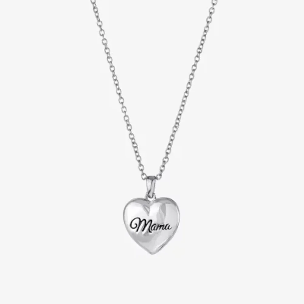 Silver Reflections Mama Pure Silver Over Brass 18 Inch Cable Heart Locket Necklace