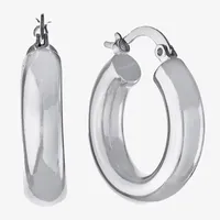 Silver Reflections Pure Silver Over Brass Hoop Earrings