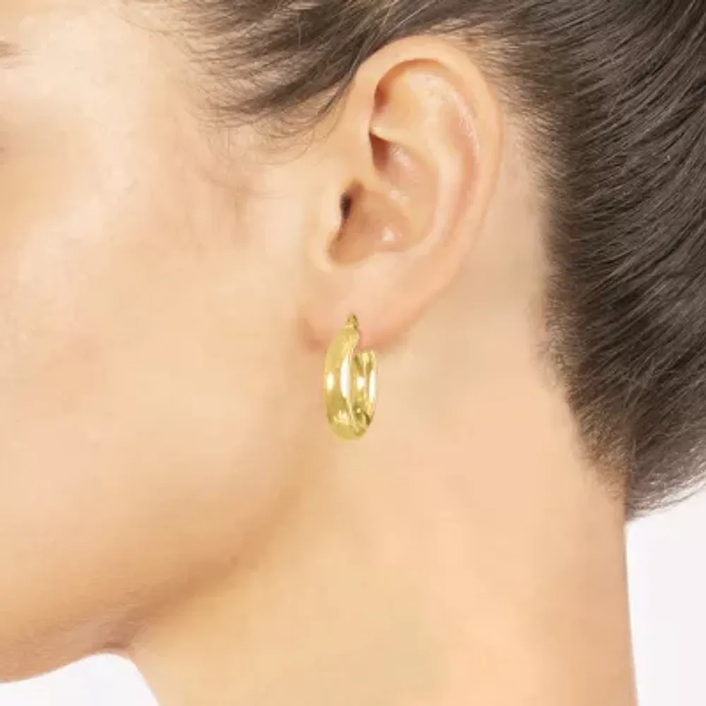 Silver Reflections 14K Gold Over Brass Hoop Earrings