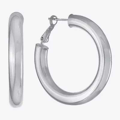 Pure Silver Over Brass Hoop Earrings