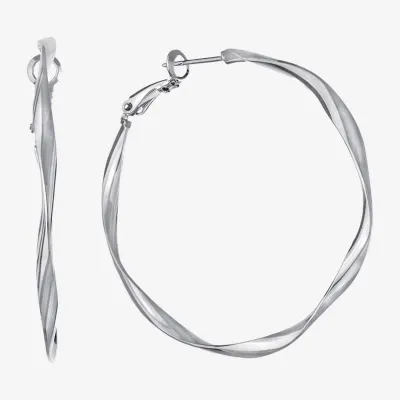 Silver Reflections Womens 48.7mm Hoop Earrings