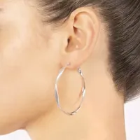 Silver Reflections Womens 48.7mm Hoop Earrings