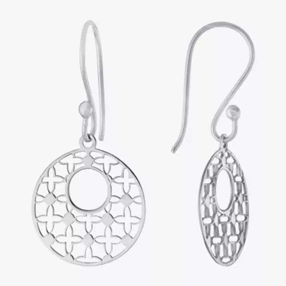 Silver Treasures Sterling Silver Round Drop Earrings