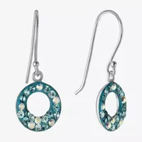 Silver Treasures Crystal Sterling Silver Round Drop Earrings