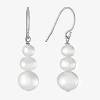 Silver Treasures Simulated Pearl Sterling Silver Drop Earrings