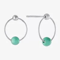 Silver Treasures Enhanced Turquoise Sterling Silver Round Drop Earrings