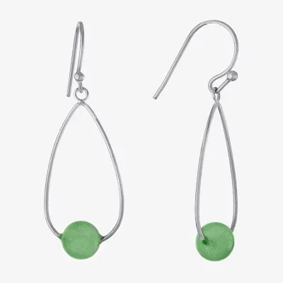 Silver Treasures Aventurine Sterling Silver Drop Earrings