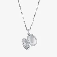 Sparkle Allure Cubic Zirconia Pure Silver Over Brass 18 Inch Cable Oval Locket Necklace