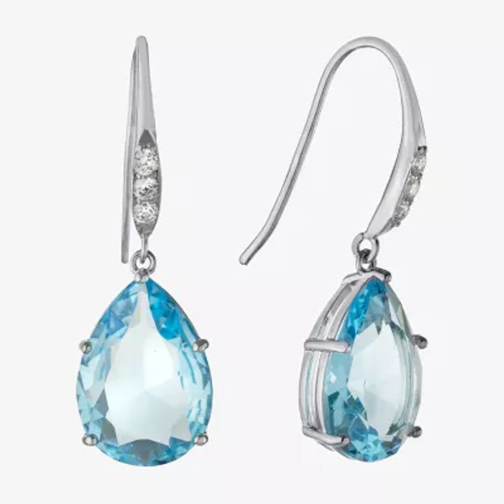 Sparkle Allure Cubic Zirconia Pure Silver Over Brass Oval Drop Earrings