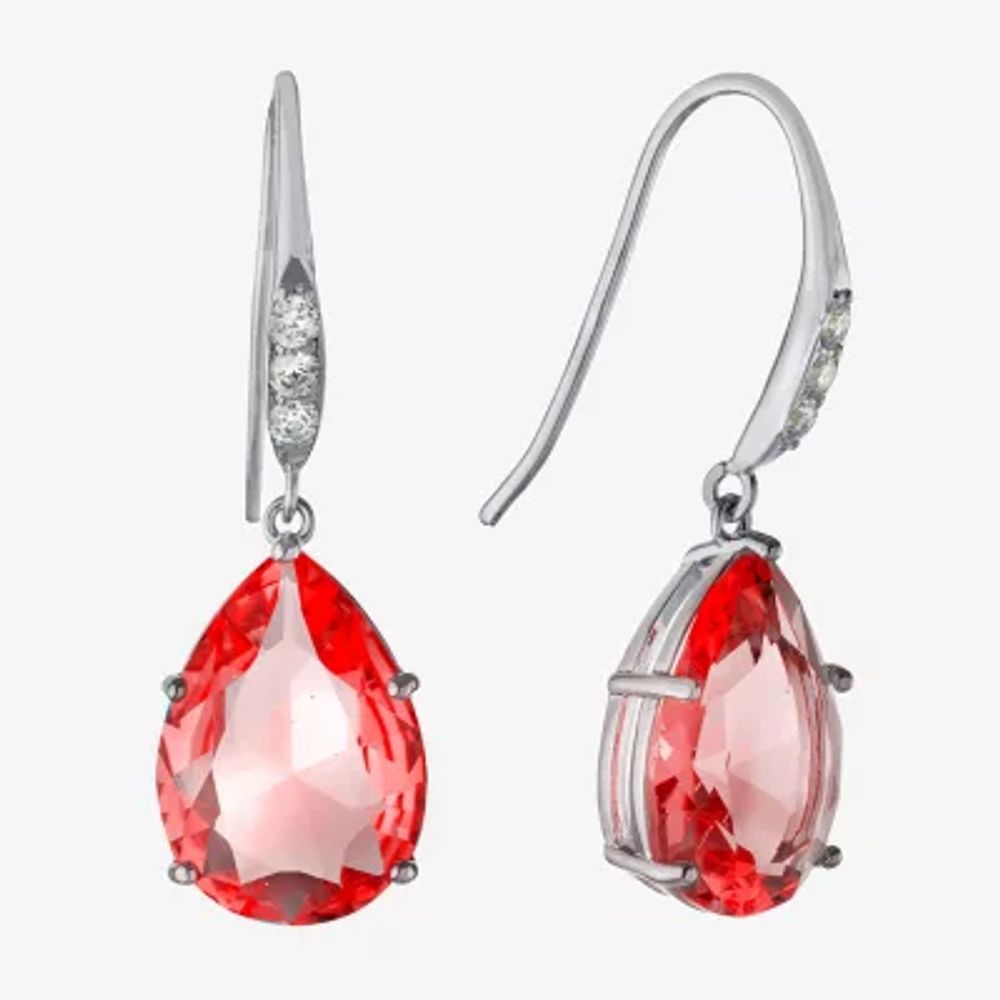 Sparkle Allure Cubic Zirconia Pure Silver Over Brass Oval Drop Earrings