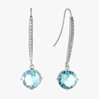 Sparkle Allure Cubic Zirconia Pure Silver Over Brass Oval Drop Earrings