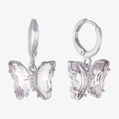 Sparkle Allure Cubic Zirconia Pure Silver Over Brass Butterfly Drop Earrings