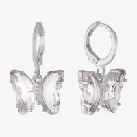 Sparkle Allure Cubic Zirconia Pure Silver Over Brass Butterfly Drop Earrings
