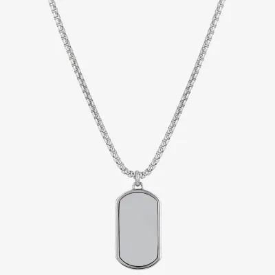 J.P. Army Men's Jewelry Dad Hematite Pure Silver Over Brass 24 Inch Cable Dog Tag Pendant Necklace