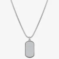 J.P. Army Men's Jewelry Dad Hematite Pure Silver Over Brass 24 Inch Cable Dog Tag Pendant Necklace