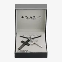 J.P. Army Men's Jewelry Stainless Steel 24 Inch Cable Cross Pendant Necklace