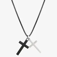 J.P. Army Men's Jewelry Stainless Steel 24 Inch Cable Cross Pendant Necklace