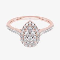 3/4 CT.T.W. Natural Diamond 10K Rose Gold Pear-Shaped Engagement Ring